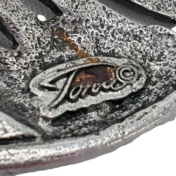 Vtg Man in the Moon Brooch Pin Signed Tona Pewter Silver Tone Faux Marquisite - Picture 8 of 9